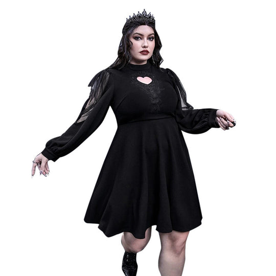 Damen verspieltes Kleid mit herzförmigem Ausschnitt und transparenten Puffärmeln EB