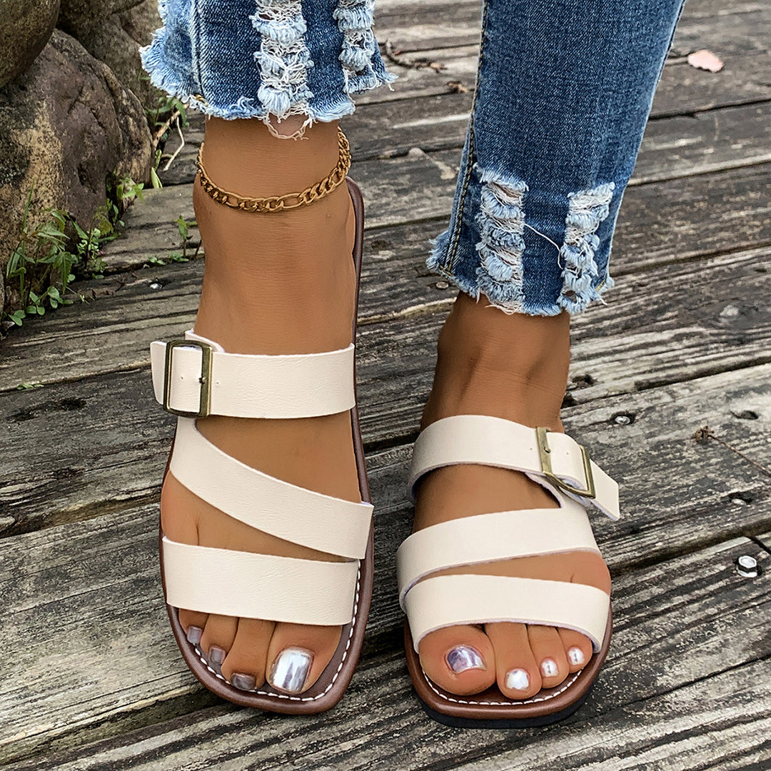 Damen Bequeme Riemchensandalen mit verstellbarem Schnallenverschluss EB