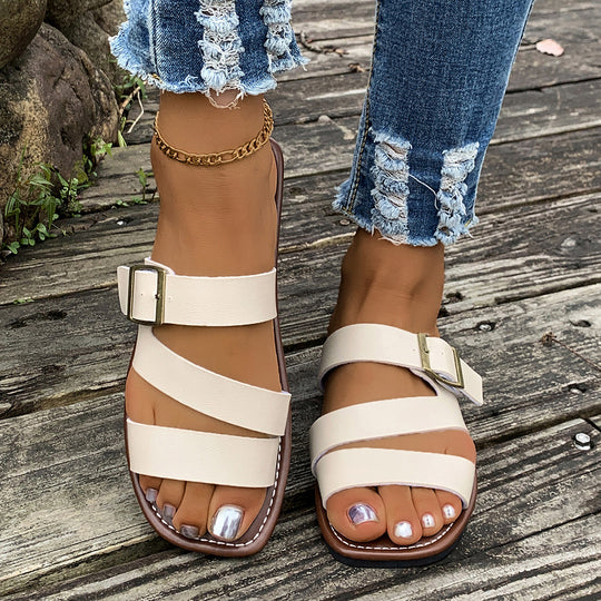 Damen Bequeme Riemchensandalen mit verstellbarem Schnallenverschluss EB