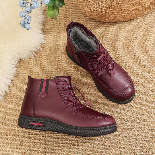 Damen Gefütterte Stiefelette mit modischer Schnürung und rutschfester Sohle EB
