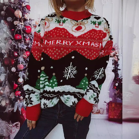 Damen Weihnachts-Pullover mit festlichem Design und gemütlichem Schnitt EB
