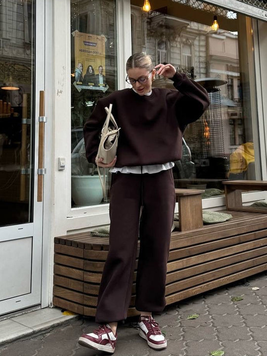 Damen Oversize-Sweatshirt und High-Waist Lounge-Jogginghose Set aus brushed Baumwollmix Eichborn Berlin