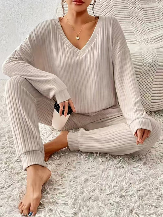 Damen Loungewear Set aus Rippstrick EB