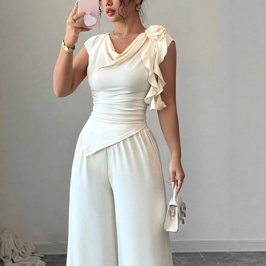 Damen Elegantes Jumpsuit mit Rüschendetails EB