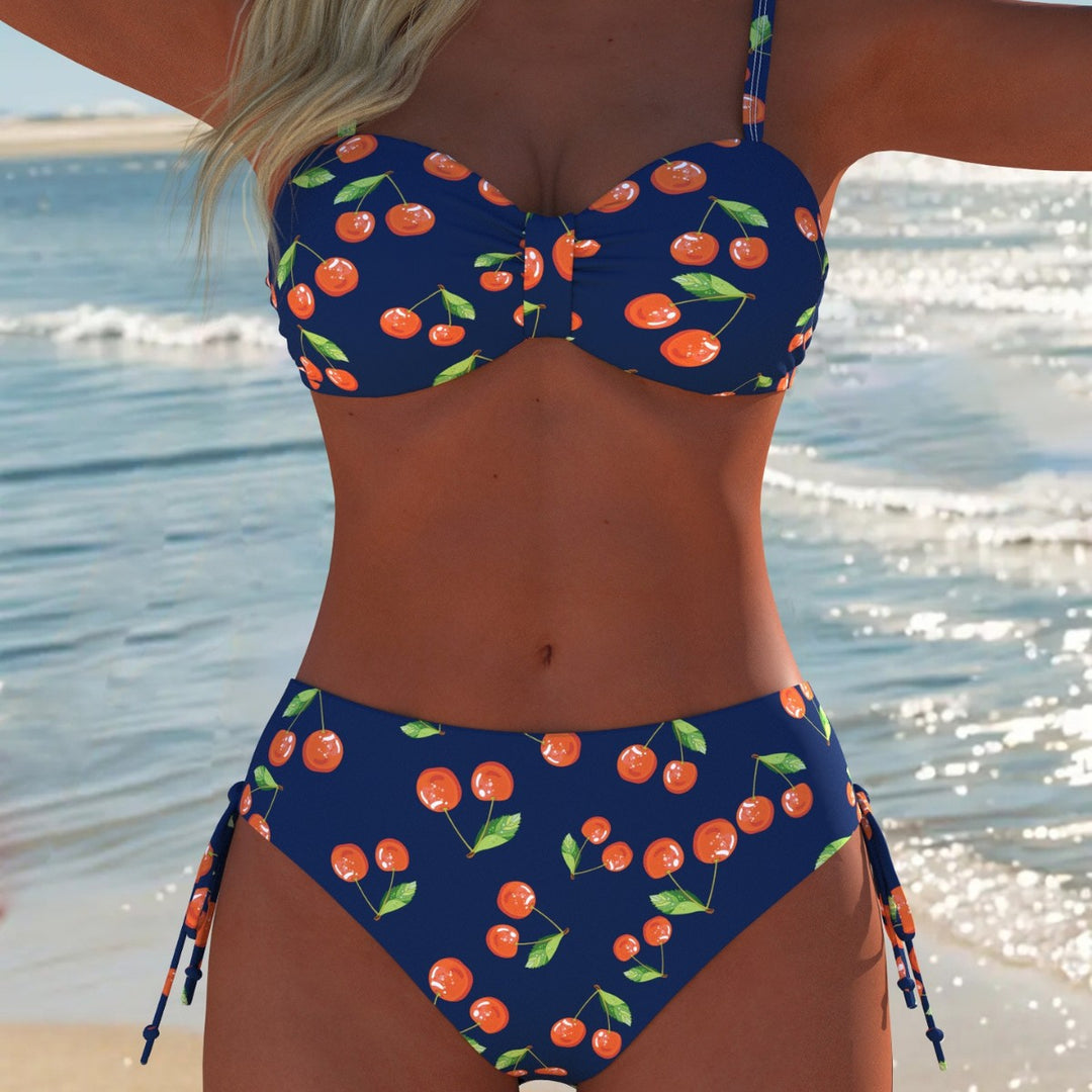 Damen Bikini-Set mit verspieltem Kirschmuster und bequemem Schnitt EB