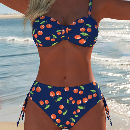 Damen Bikini-Set mit verspieltem Kirschmuster und bequemem Schnitt EB