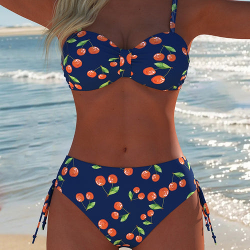 Damen Bikini-Set mit verspieltem Kirschmuster und bequemem Schnitt EB