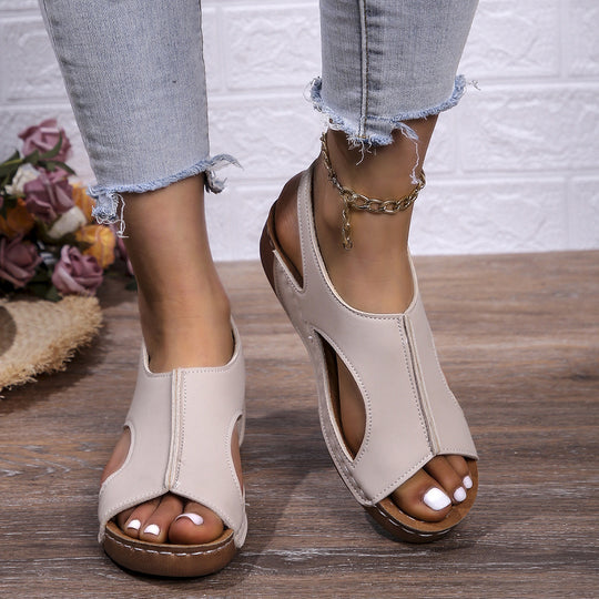 Damen Komfortable Keil-Sandalen mit atmungsaktiver Zehenöffnung EB