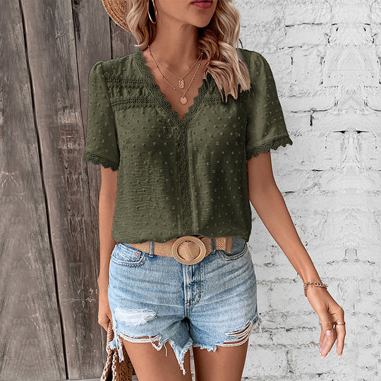 Damen Viskosebluse mit zarten Spitzenakzenten EB