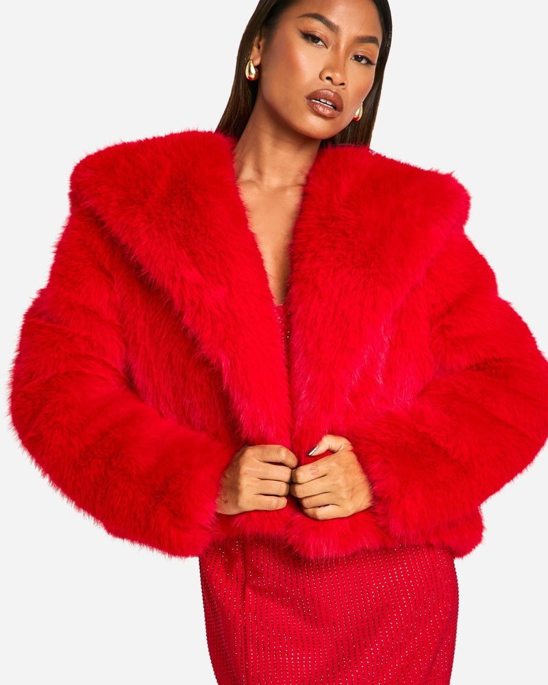Damen Kuschelige Felljacke im Trend EB