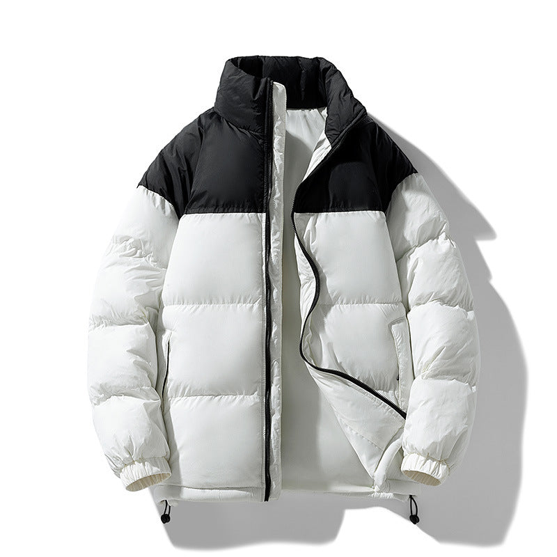 Herren gesteppte Thermo-Daunenimitat-Jacke mit hohem Stehkragen und Kordelzug EB