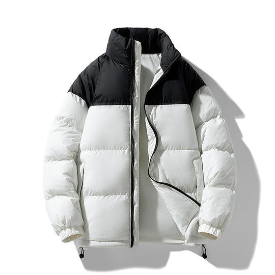 Herren gesteppte Thermo-Daunenimitat-Jacke mit hohem Stehkragen und Kordelzug EB