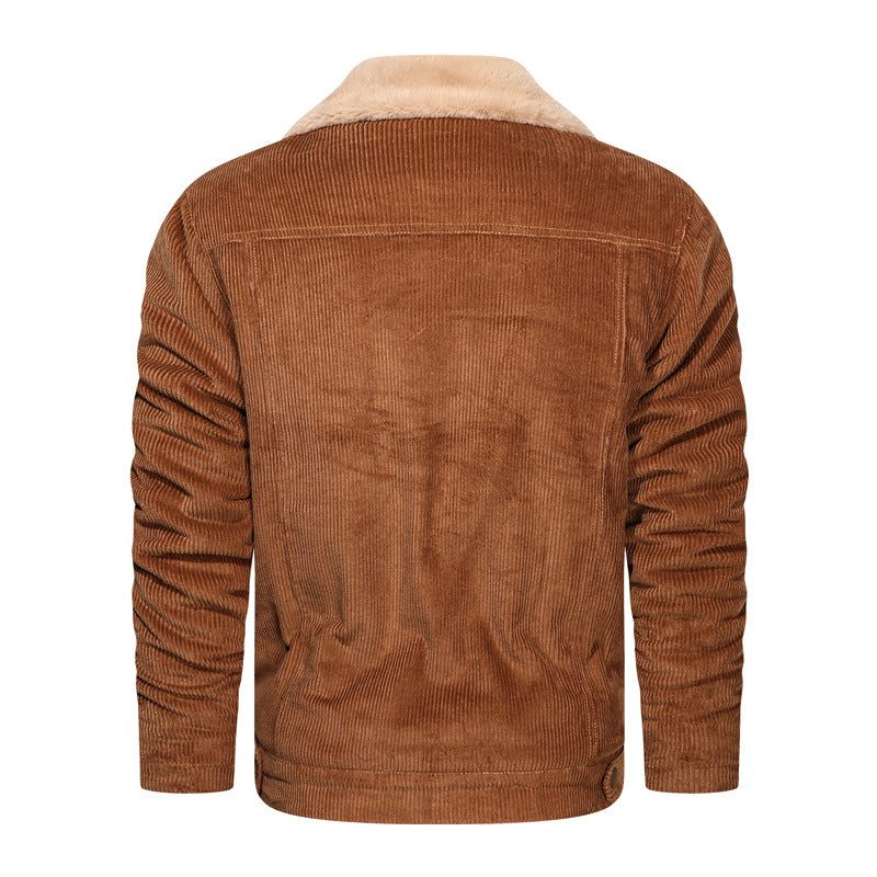 Herren Cordjacke mit Teddyfutter und Druckknopfverschluss EB