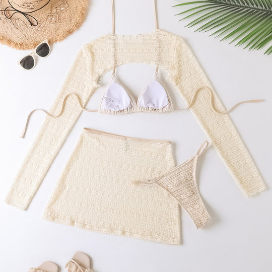 Damen Bikini-Set mit transparentem Cover-Up und figurbetonendem Design EB