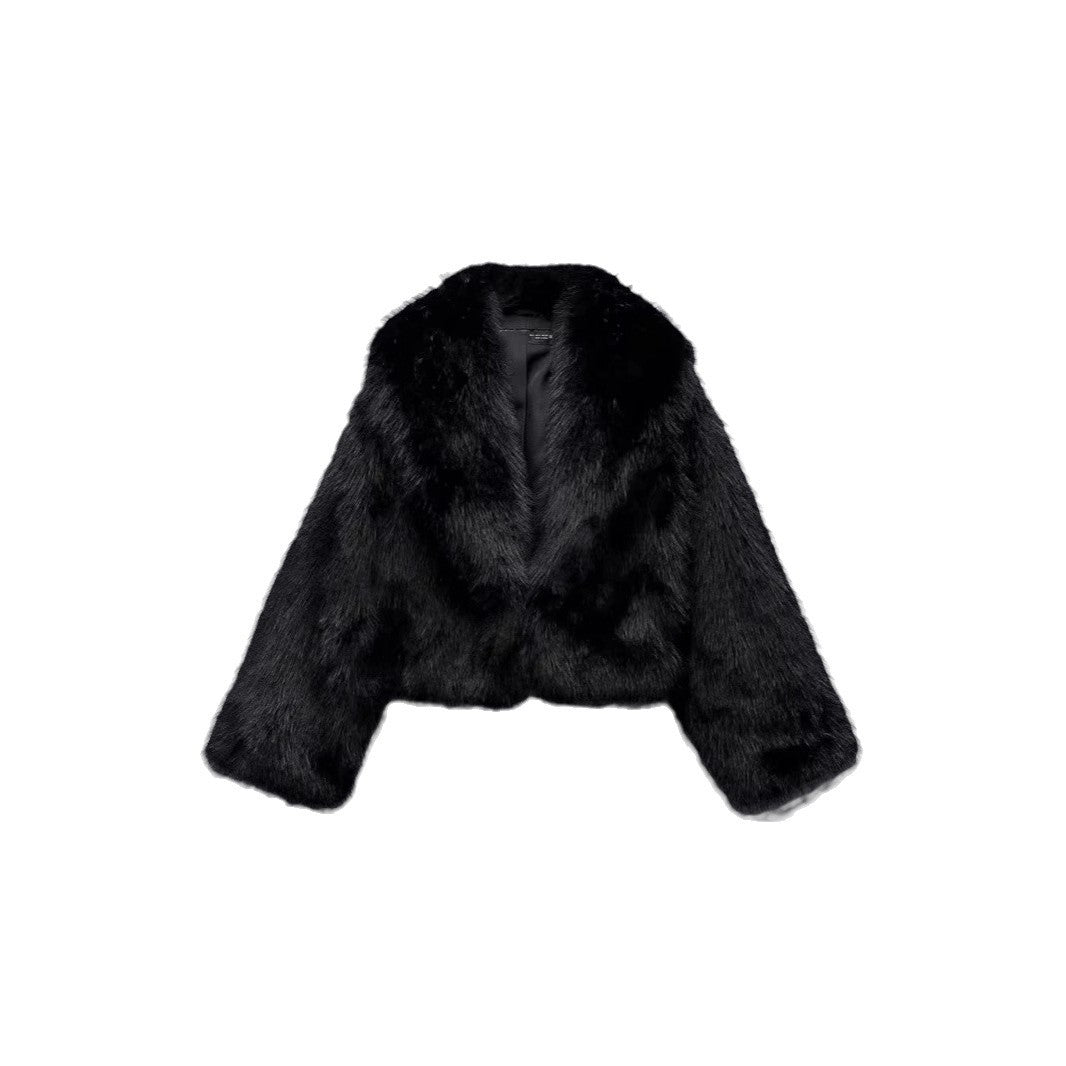 Damen Modische Kurzjacke aus Kunstfell EB