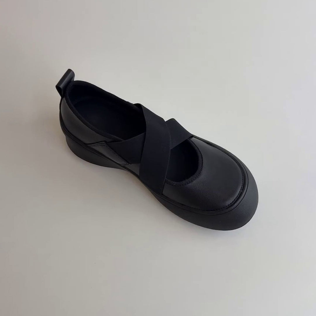 Damen bequeme und stilvolle Ballerina-Schuhe mit elastischem Riemchen EB