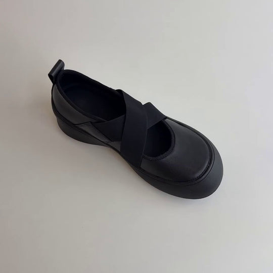 Damen bequeme und stilvolle Ballerina-Schuhe mit elastischem Riemchen EB