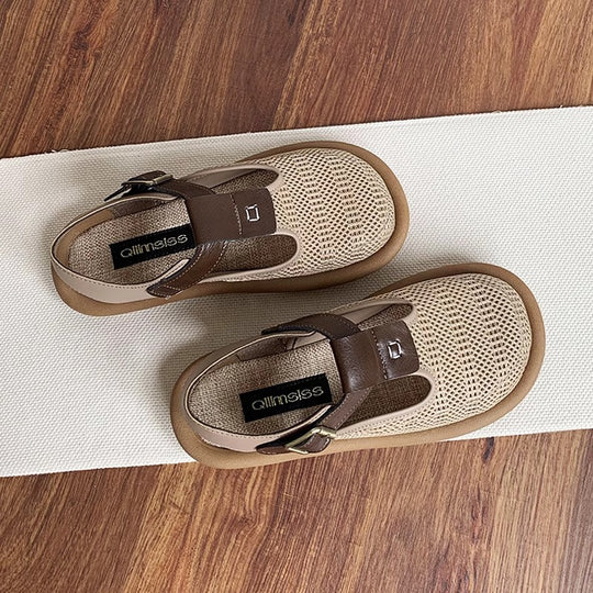 Damen Sandalen mit atmungsaktiver Netzstruktur und verstellbarem Riemen EB