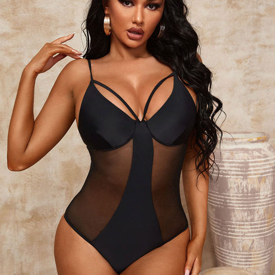 Damen Cut-Out Einteiler Badeanzug EB