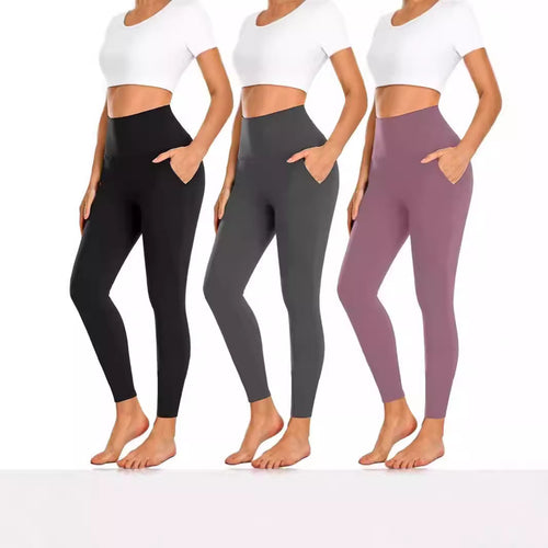 Damen Hochgeschnittene Sportleggings mit praktischen Taschen EB