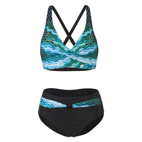 Damen Sportliches Bikini-Set mit trendigem Schnitt und modernem Grafikdesign EB