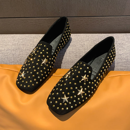 Damen Elegante Mokassins mit Glitzer-Applikationen EB
