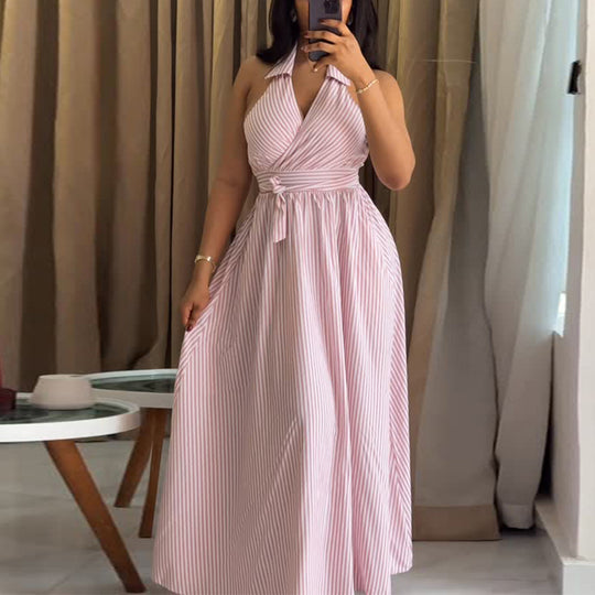Damen Maxikleid mit elegantem Wickel-Design und hohem Schnitt EB