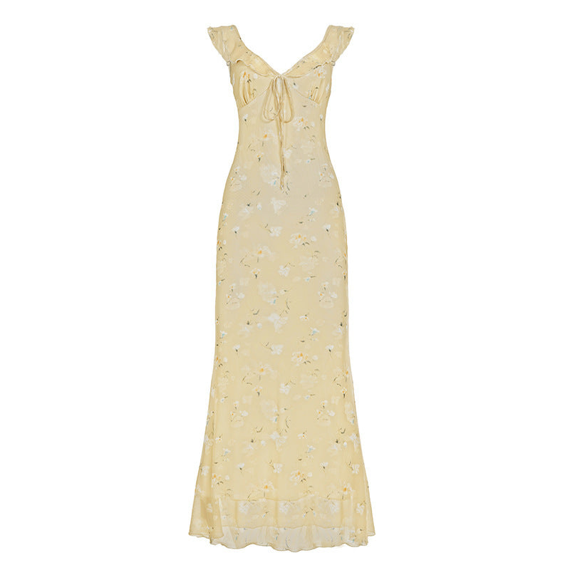 Damen Maxikleid mit floralem Design und verstellbarem Träger EB