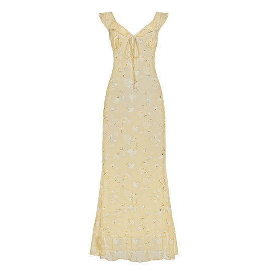 Damen Maxikleid mit floralem Design und verstellbarem Träger EB
