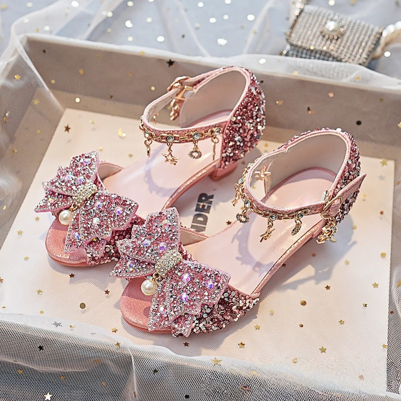 Mädchen Elegante und funkelnde Sandalen mit großen Schleifen EB