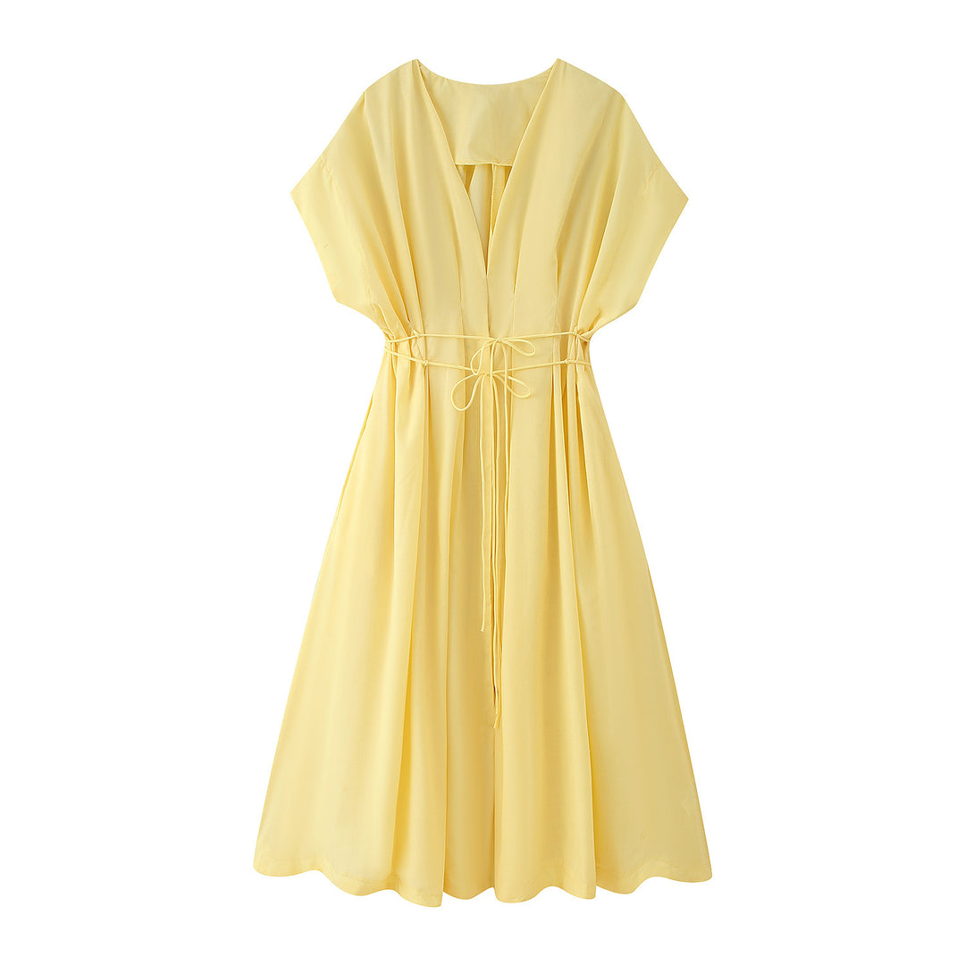 Damen Midikleid mit eleganter Wickeloptik und fließendem Schnitt EB