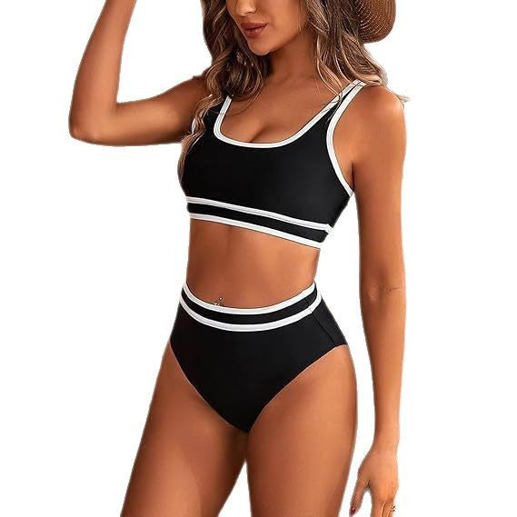 Damen Sportives Bikini-Set mit hohem Bund EB