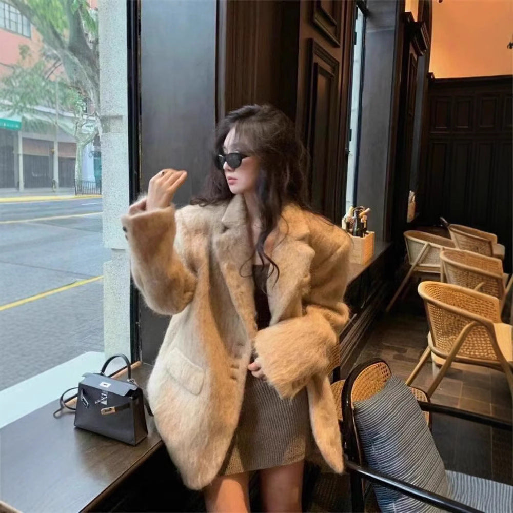 Damen Modischer Oversized-Blazer mit luxuriösem Futter EB