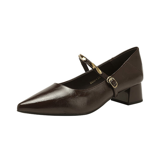 Damen Elegante Pumps mit modischem Riemen und komfortablem Blockabsatz EB