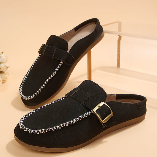 Damen Mokassin-Sandalen mit dekorativem Schnallen-Design EB