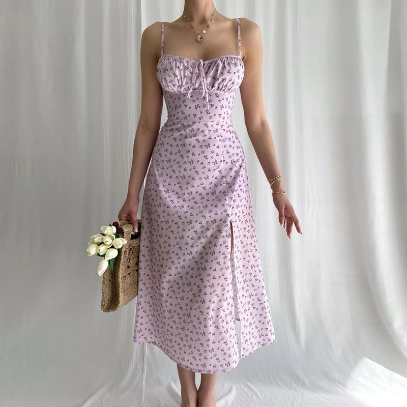 Damen Midikleid mit raffinierten Blumenmustern und seitlichem Schlitz EB