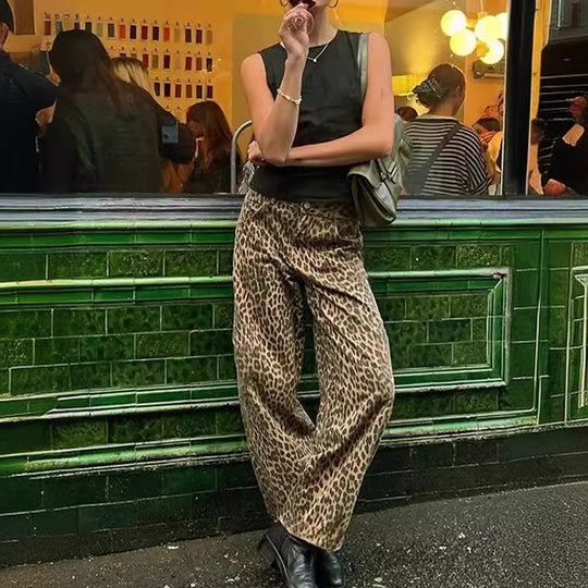 Damen Weite Hose im Leopardenmuster EB