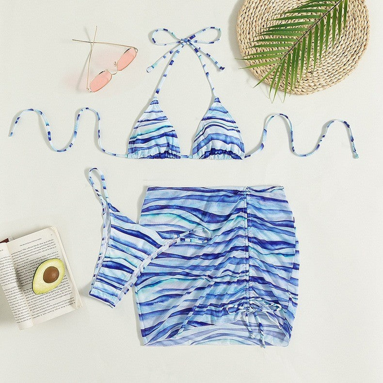Damen Triangel-Bikini mit modischem Wickelrock EB