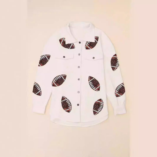 Damen Oversized Jacke mit Football-Design und praktischen Taschen EB