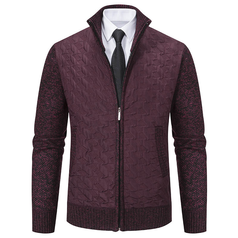 Herren stylische Steppjacke mit strukturiertem Obermaterial und hohem Kragen EB
