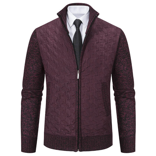 Herren stylische Steppjacke mit strukturiertem Obermaterial und hohem Kragen EB