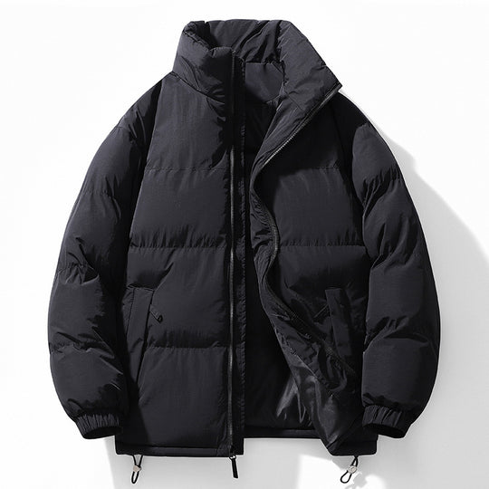 Herren gesteppte Thermo-Steppjacke mit hohem Stehkragen, Zwei-Wege-Reißverschluss und Kordelzugsaum EB