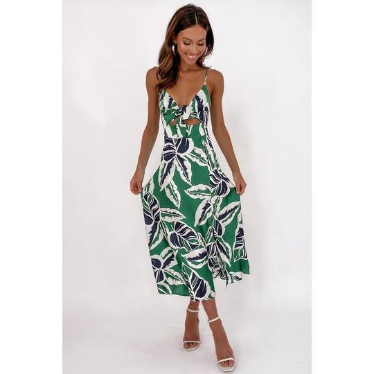 Damen Wickelkleid mit floralem Print und verspielt schwingendem Saum EB