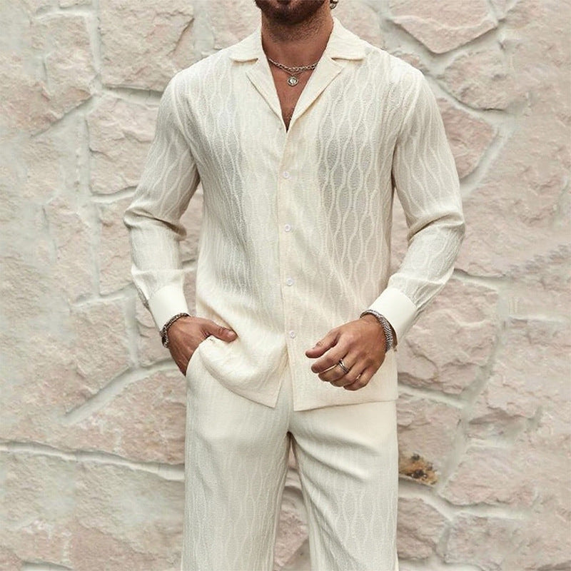 Herren eleganter Set mit feinem Strukturmuster und komfortablem Schnitt EB