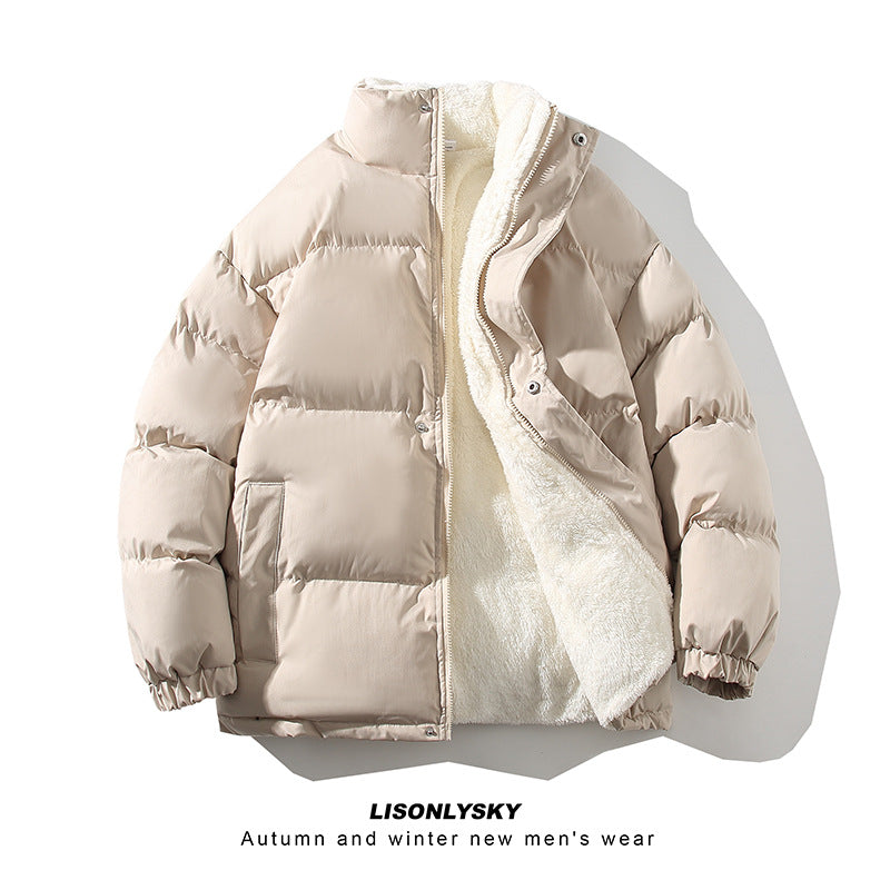 Herren nan gefütterte Winter-Steppjacke mit Teddyfutter, hohem Stehkragen und verdeckter Druckknopfleiste EB