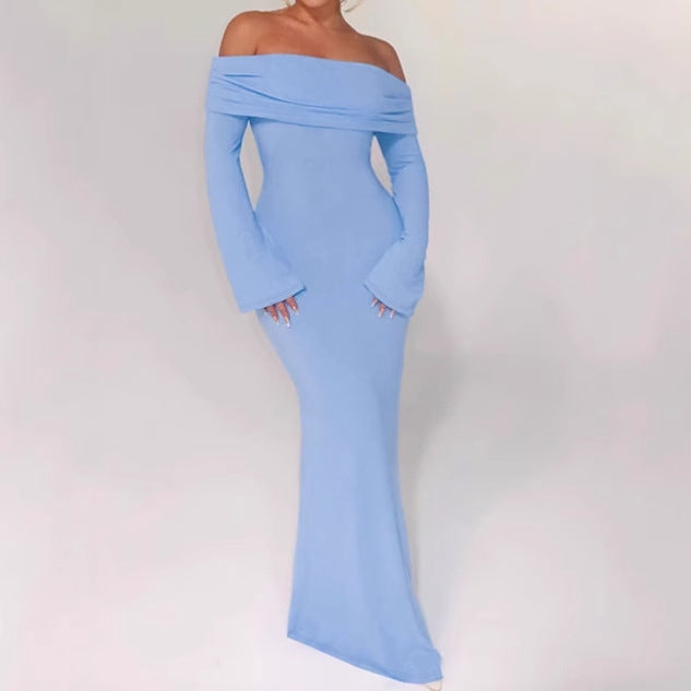 Damen Off-Shoulder Maxikleid mit kreativen Cut-Out-Details und figurbetontem Design EB