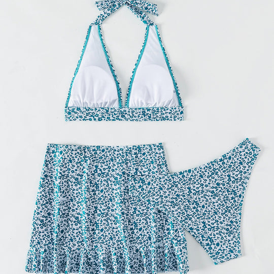 Damen Bikini-Set mit verstellbarem Oberteil und femininer Rüschenshort EB