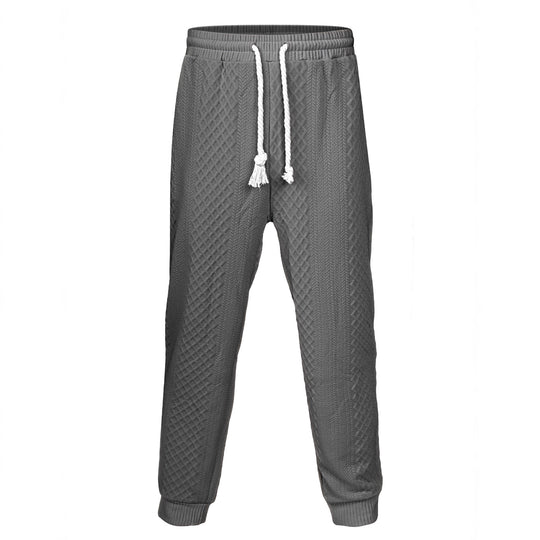 Herren nan gestrickte Wohlfühlhose mit Zopfstruktur, elastischem Bund, Kordelzug und Eingrifftaschen EB