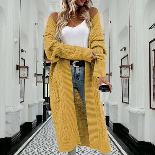 Damen Strickmantel mit Kabelmuster EB