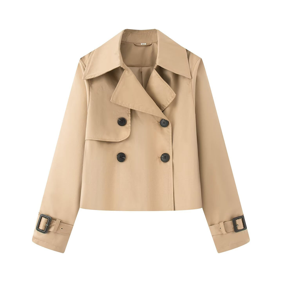 Damen elegante Trenchcoat-Jacke mit klassischen Details EB